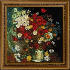 1591 "Ваза с маками, васильками и хризантемами" по мотивам картины В.Ван Гога