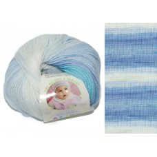 Пряжа "BABY WOOL Batik" 3564 белый/голубой/бирюзовый.